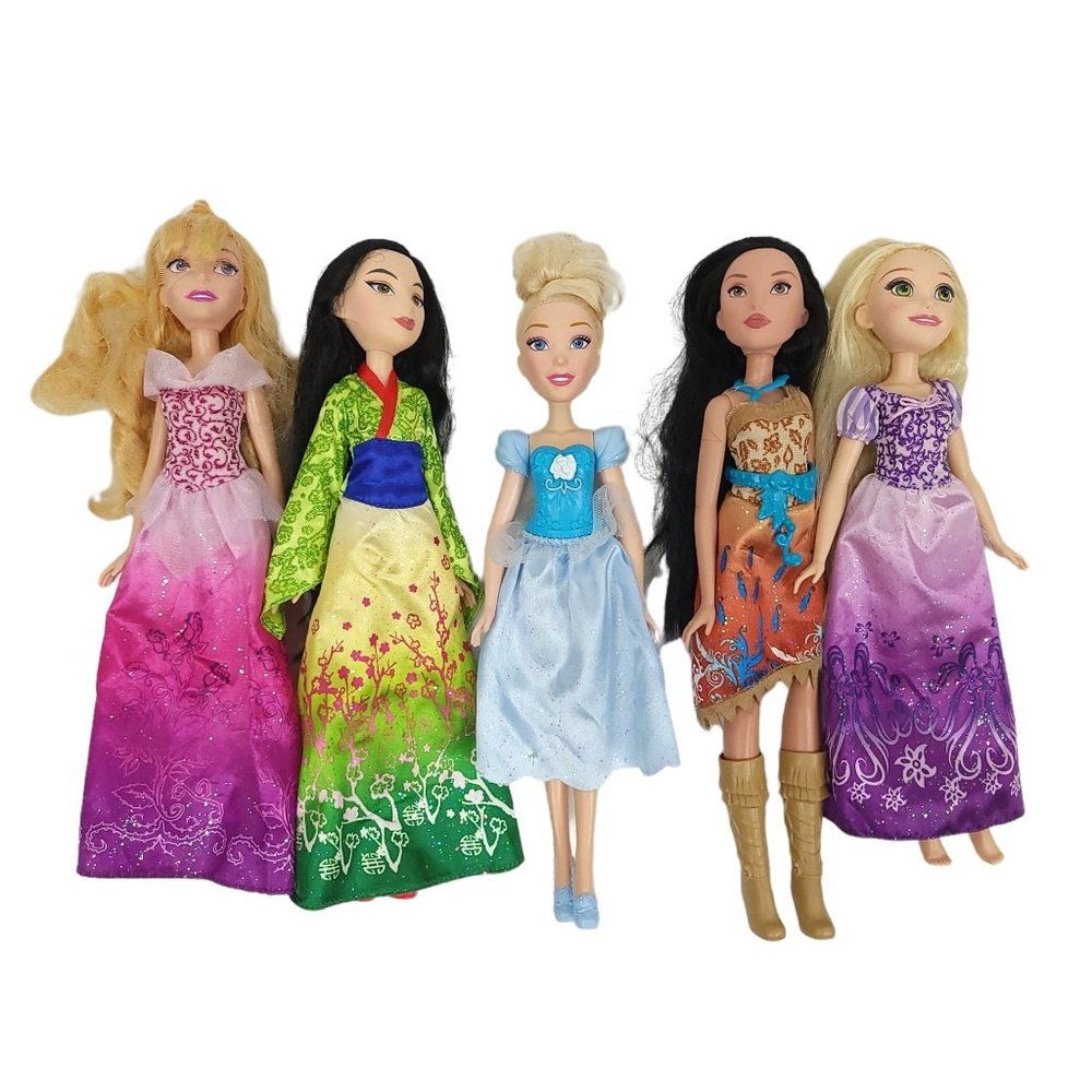 Disney Princess Shimmer Dolls Aurora Mulan Cinderella Pocahontas Rapunzel Bundle
